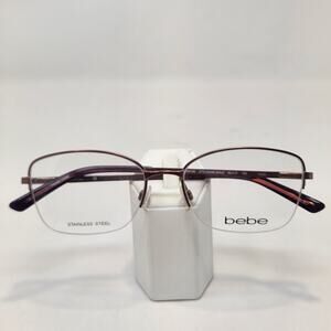 Bebe BB5188 770 Rose Gold Eyeglasses Frames Half Rim Rectangle Stainless Steel